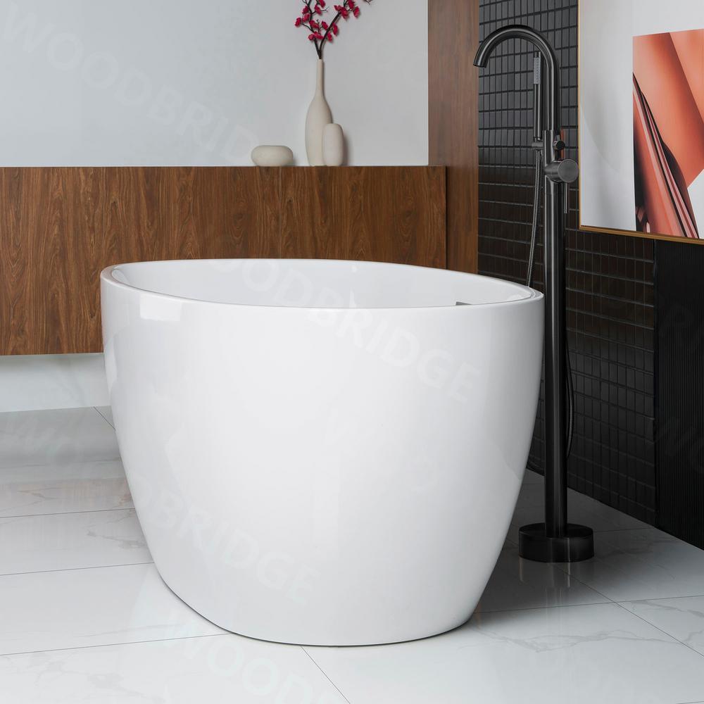 Westfield 55 in Acrylic Freestanding Double Ended Soaking Bathtub with Drain and Overflow Included in White - Super Arbor