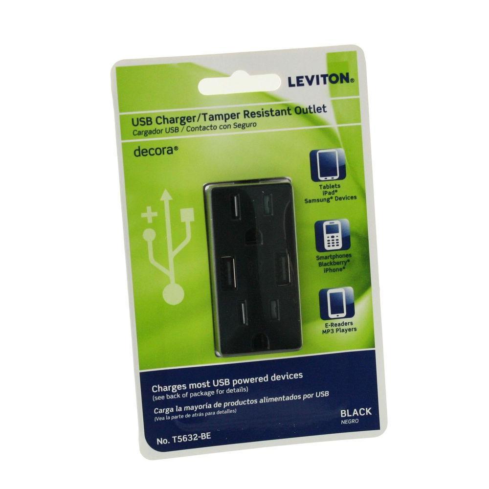 3.6A USB Dual Type A In-Wall Charger with 15 Amp Tamper-Resistant Outlets, Black - Super Arbor