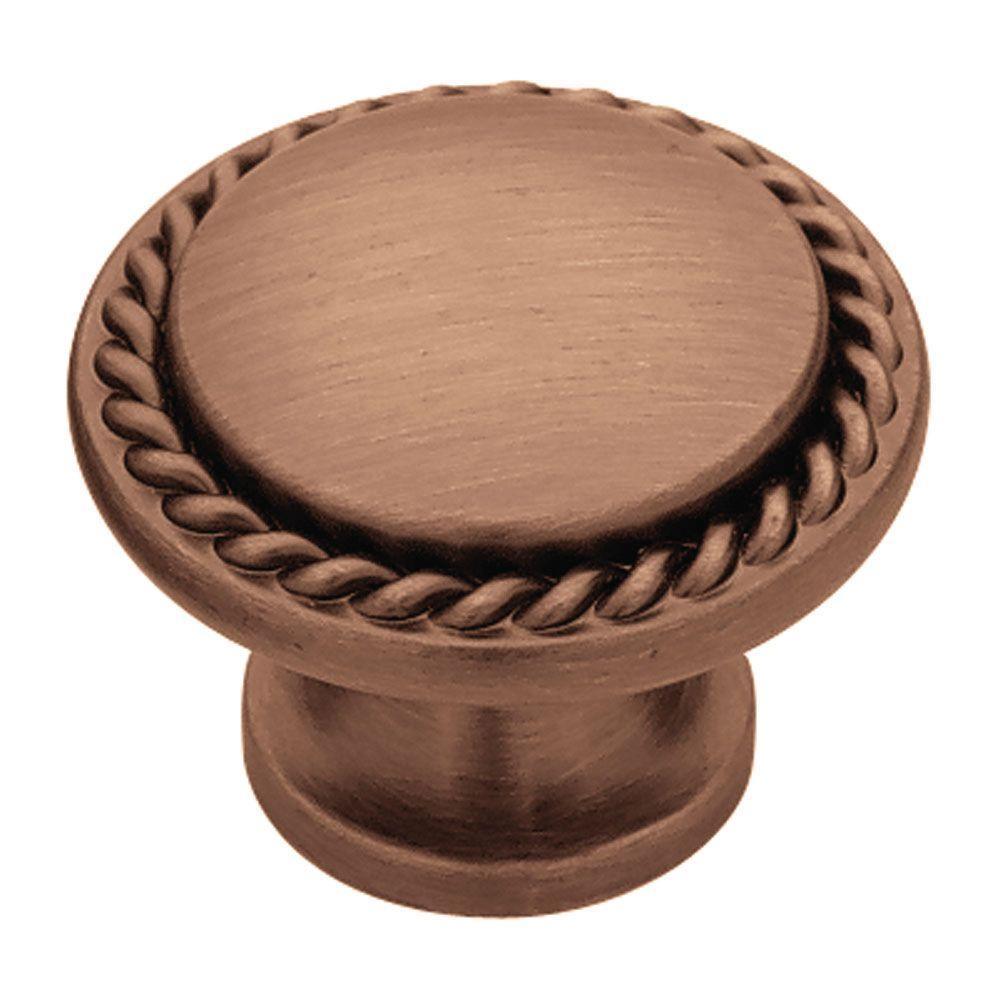 Contempo 1-1/8 in. (28mm) Satin Nickel Rope Edge Round Cabinet Knob - Super Arbor
