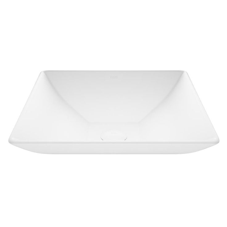 VIGO Hibiscus White Handmade Countertop Matte Stone Square Vessel Bathroom Sink in Matte White