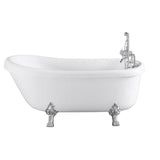 66.9 in. Acrylic Clawfoot Whirlpool Bathtub in White - Super Arbor