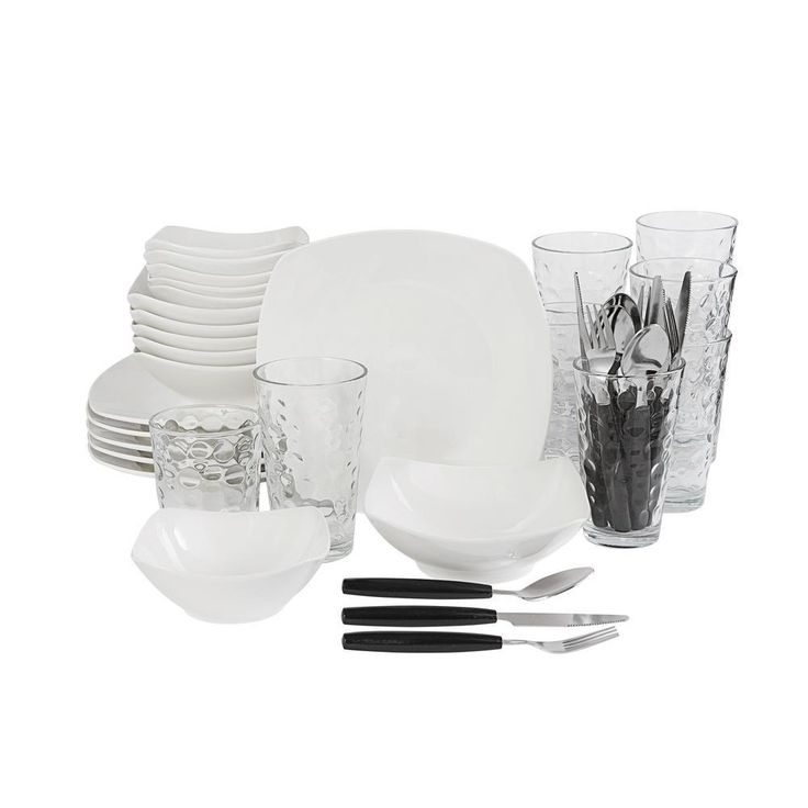 All You Need 48-Piece Modern White Porcelain Dinnerware Set (Service for 6)