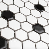 Madison Hex 1 in. Matte Cool White w/ Black Dot 10-1/4 in. x 11-7/8 in. Porcelain Mosaic Tile (8.6 sq. ft./Case)