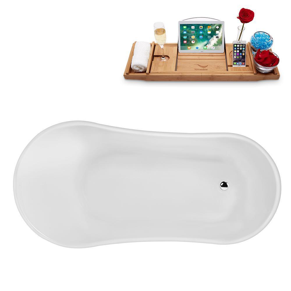63 in. Acrylic Clawfoot Non-Whirlpool Bathtub in White - Super Arbor