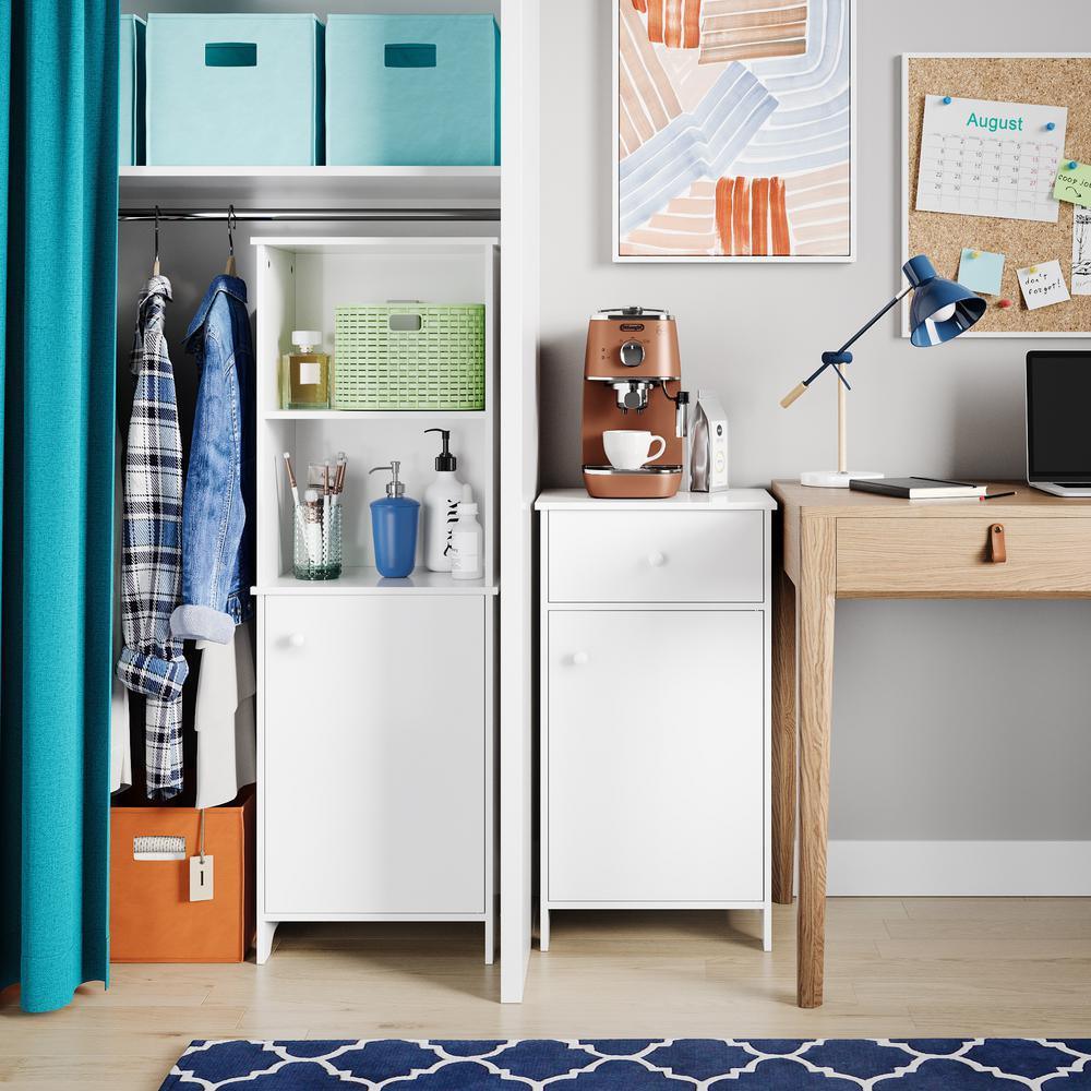 Medford Collection 15.75 in.  W x 11.75 in.  D x 46 in.  H Tall Floor Cabinet in White - Super Arbor