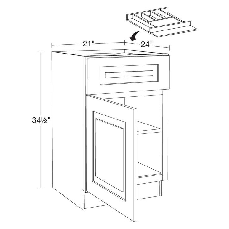Home Decorators Collection Grayson 21 in. W x 24 in. D x 34.5 in. H Assembled Plywood Base Kitchen Cabinet in Pacific White with Cutlery LH