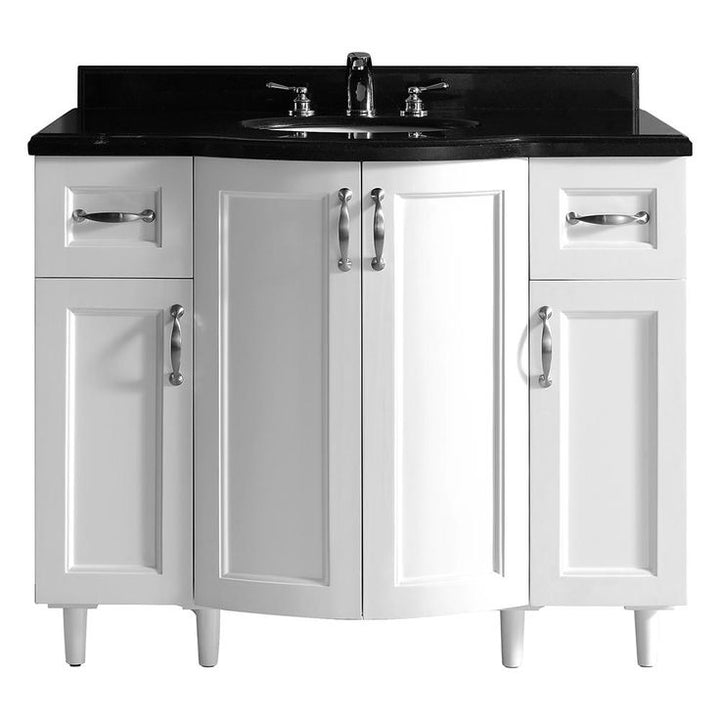 Gigi 42 in. Vanity in White with Granite Vanity Top in Black