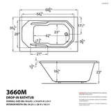 Onyx 5 ft. Rectangular Drop-in Whirlpool Bathtub in White - Super Arbor