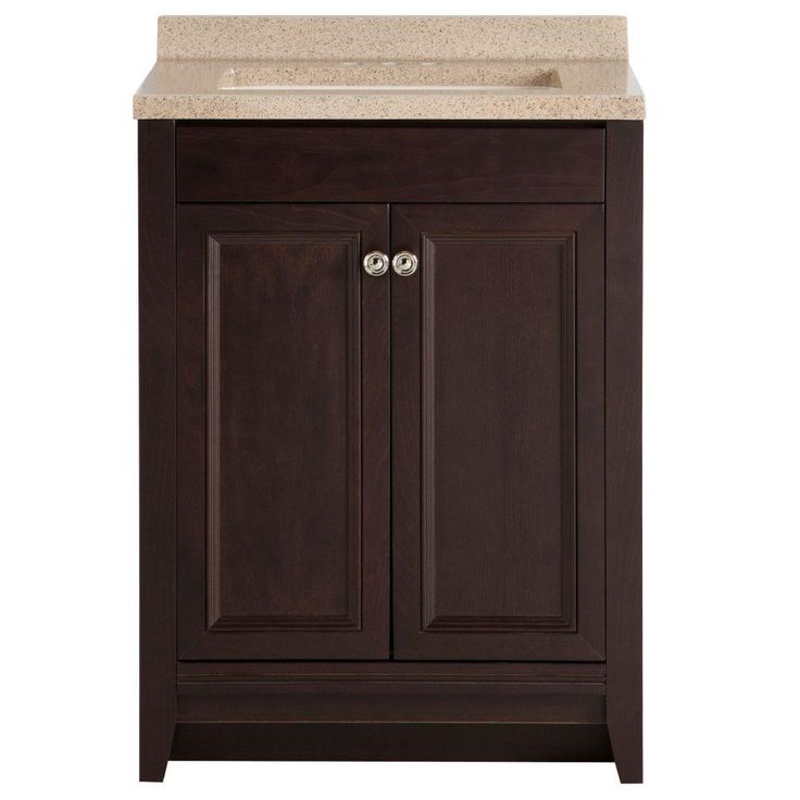 Delridge 24 in. W x 35 in. H x 19 in. D Bathroom Vanity in Chocolate with Solid Surface Vanity Top in Caramel