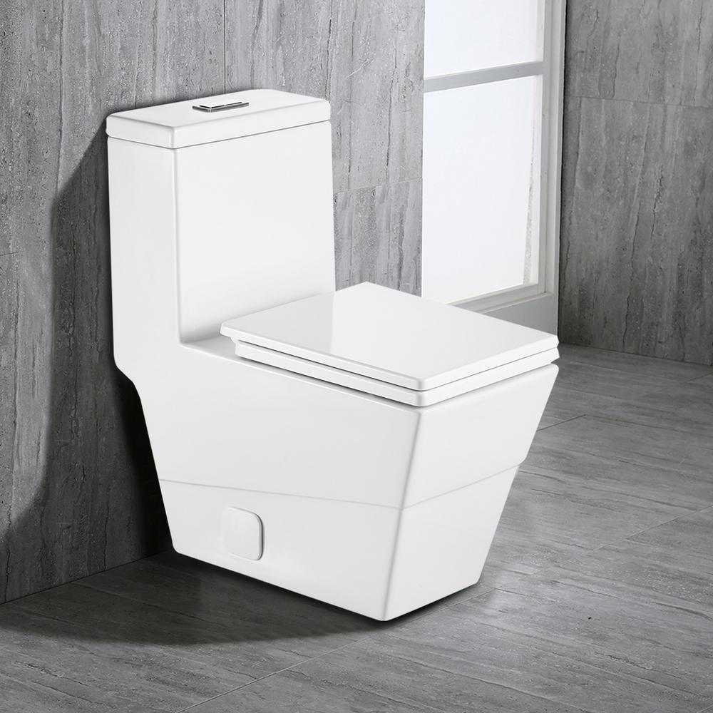 New Style Double Flush 1 Piece 0.8 / 1.28 GPF White Double pumping Square Toilet With Chair - Super Arbor