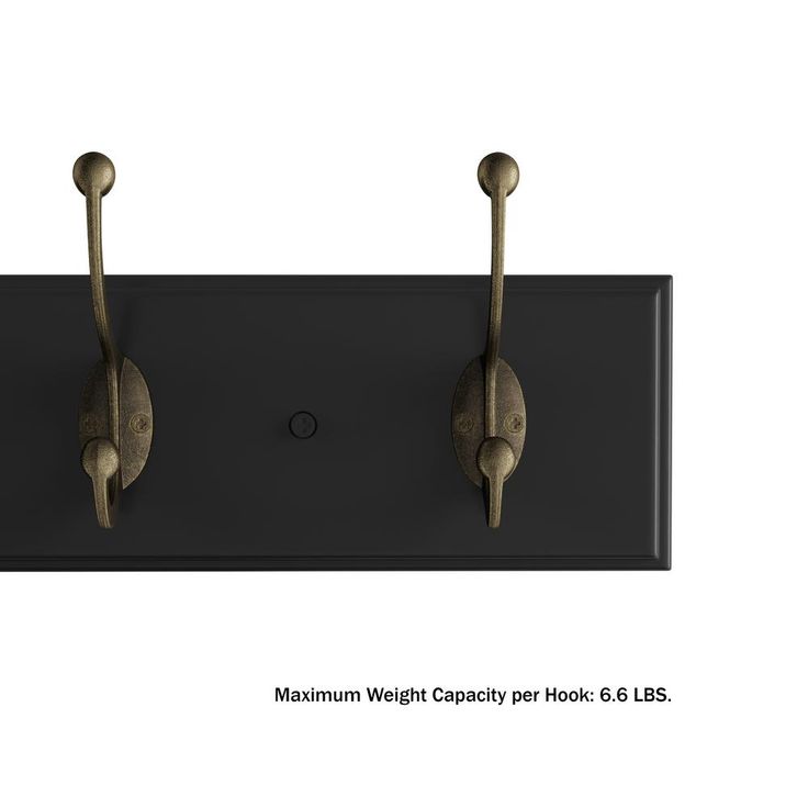 27 in. L Black Rail-Mounted Wall Hook Hanging Rack with 6 Hooks