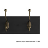 27 in. L Black Rail-Mounted Wall Hook Hanging Rack with 6 Hooks