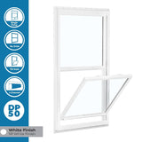 RELIABILT 150 Series New Construction 31-1/2-in x 51-1/2-in x 3-1/4-in Jamb White Vinyl Low-e Argon Single Hung Window with Grids Half Screen Included