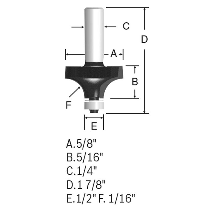 Bosch 1/16-in Carbide-Tipped Roundover Router Bit