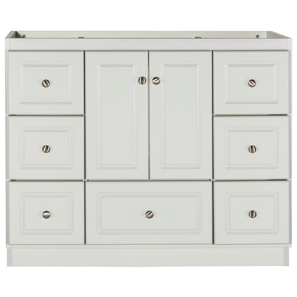 Ultraline 60 in. W x 21 in. D x 34.5 in. H Vanity for Center Basin Cabinet Only in Satin White - Super Arbor
