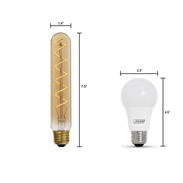 Feit Electric 25-Watt Equivalent T10 Dimmable LED Amber Glass Vintage Edison Large Light Bulb with Spiral Filament Warm White (4-Pack)