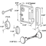 Vertical Trim Lock Set, 2-1/2 in. Backset, Cast Steel, Brass Plated Knobs, Keyed Alike - Super Arbor