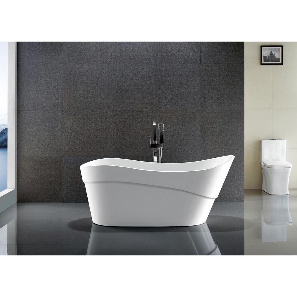 Kahl 5.58 ft. Acrylic Flatbottom Non-Whirlpool Bathtub in White - Super Arbor
