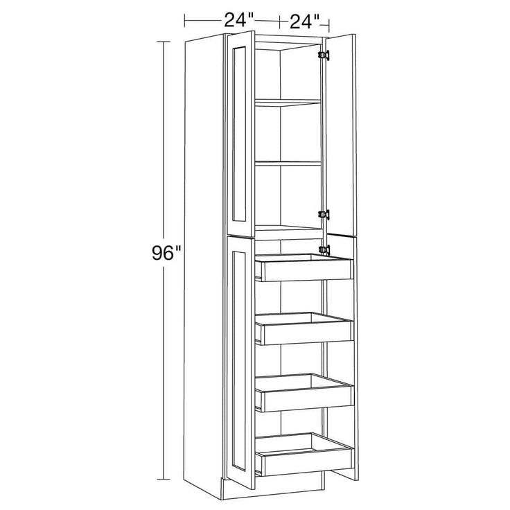 Home Decorators Collection Newport 24 in. W x 24 in. D x 96 in. H Assembled Plywood Pantry Kitchen Cabinet in Deep Onyx with 4ROT Soft Close