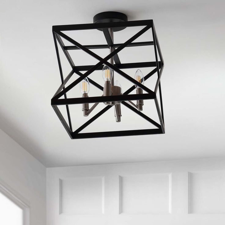 Safavieh Matias 13-in Black/Nickel Modern/Contemporary LED Semi-flush Mount Light