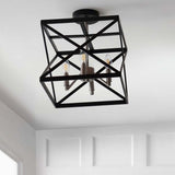 Safavieh Matias 13-in Black/Nickel Modern/Contemporary LED Semi-flush Mount Light