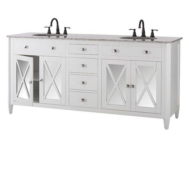 Barcelona 73 in. W x 22 in. D Double Bath Vanity in White with Granite Vanity Top in Grey and White Sink