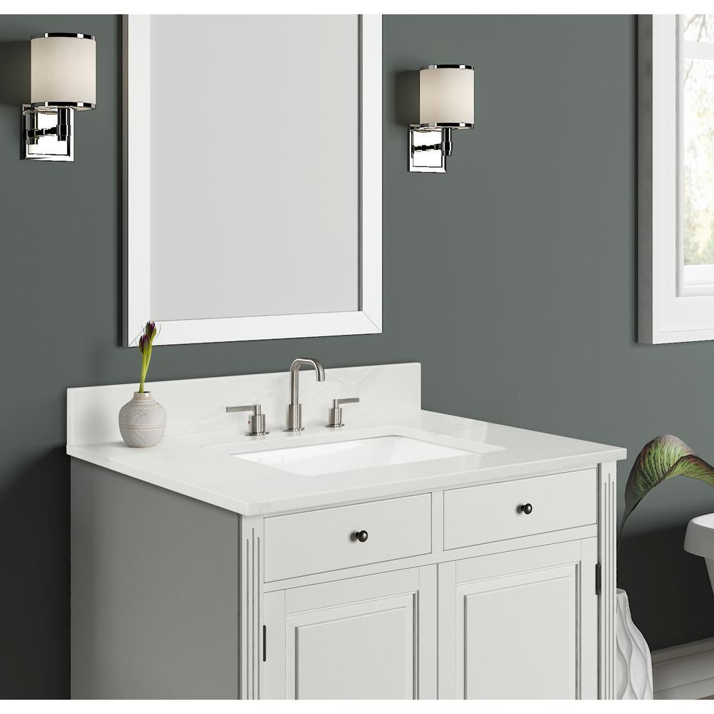 31 in. W x 22 in. D x 0.75 in. H Quartz Vanity Top in Statuario White with White Basin - Super Arbor