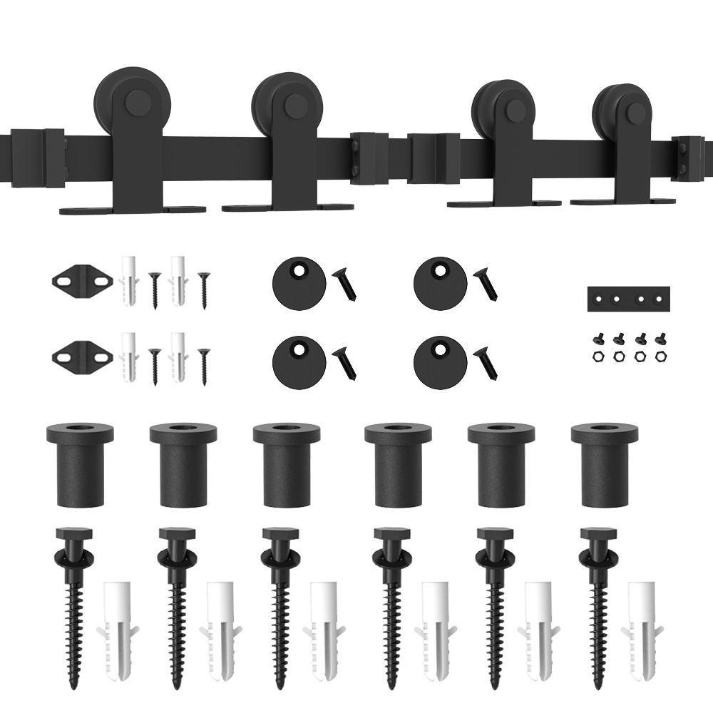 9 ft. /108 in. Top Mount Sliding Barn Door Hardware Track Kit for Double Doors with Non-Routed Floor Guide - Super Arbor
