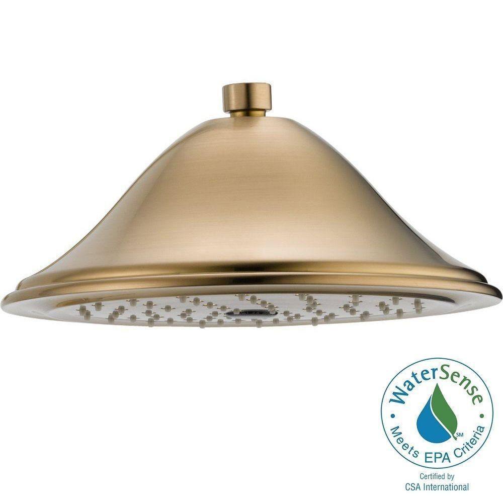 1-Spray 9.4 in. Single Wall Mount Fixed Rain Shower Head in Champagne Bronze - Super Arbor