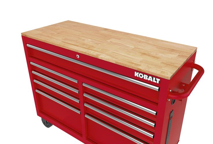 Kobalt 46.1-in L x 37.2-in H 9-Drawers Rolling Red Wood Work Bench