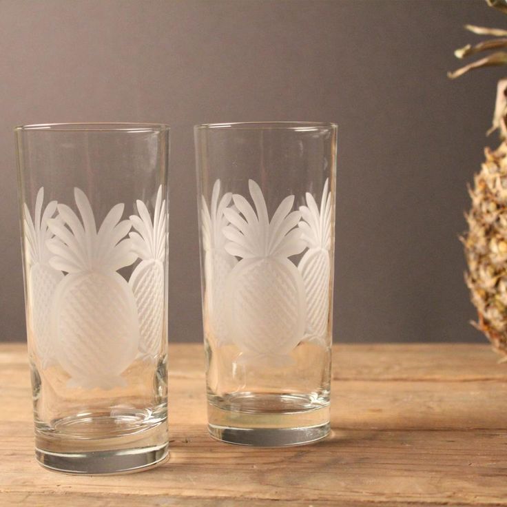 Pineapple 15 oz. Clear Highball Glass (Set of 4)