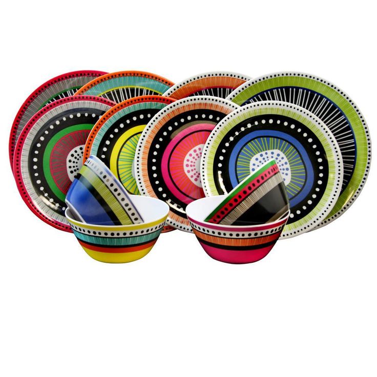 Almira 12-Piece Casual Multicolor Melamine Outdoor Dinnerware Set (Service for 4)