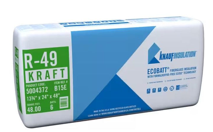 Knauf Insulation Ecobatt R-49 Kraft Faced Fiberglass Insulation Batts 13.75