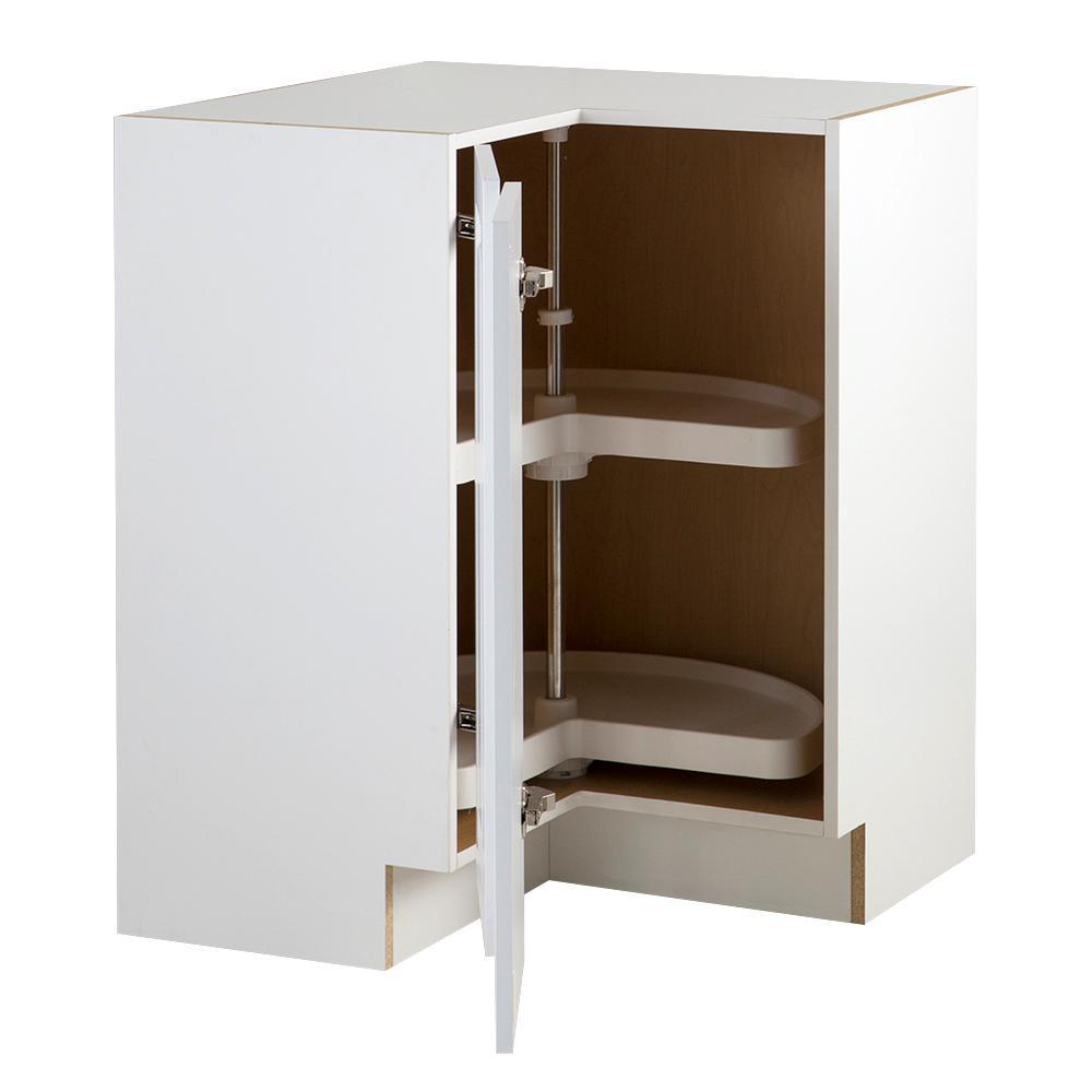 Benton Assembled 27.6 in. x 27.6 in. x 34.5 in. Lazy Susan Corner Base Cabinet in White - Super Arbor