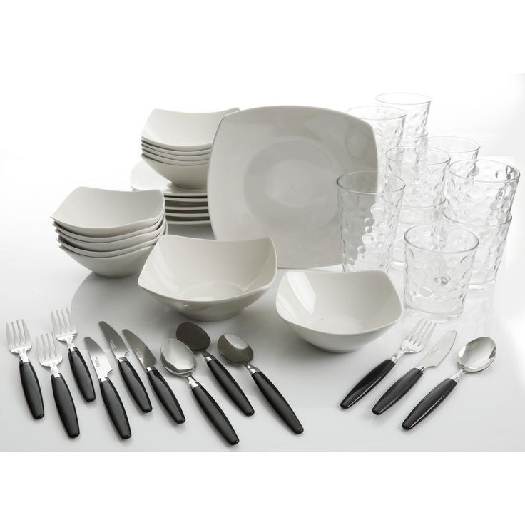 All You Need 48-Piece Modern White Porcelain Dinnerware Set (Service for 6)