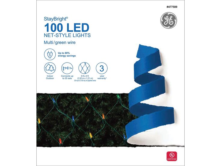 GE StayBright 5-ft x 4-ft Constant Multicolor LED Mini Plug-In Christmas Net Lights ENERGY STAR
