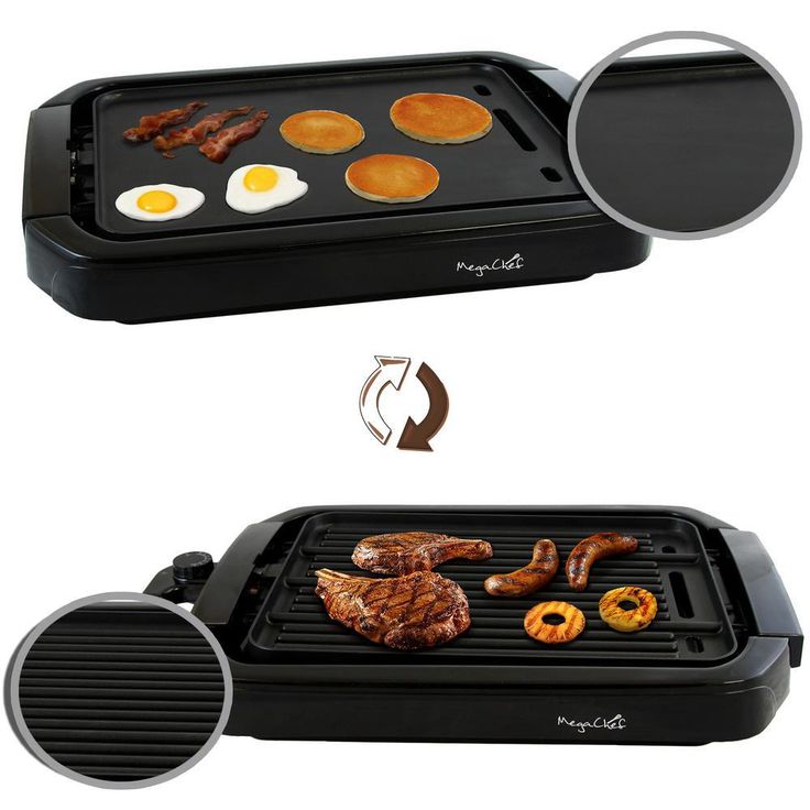 165 sq. in. Black Reversible Indoor Grill and Griddle