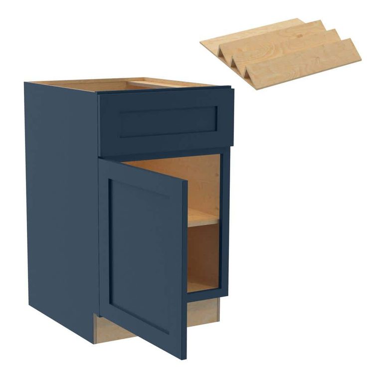 Newport 21 in. W x 24 in. D x 34.5 in. H Assembled Plywood Base Kitchen Cabinet in Mythic Blue with Spice Soft Close LH
