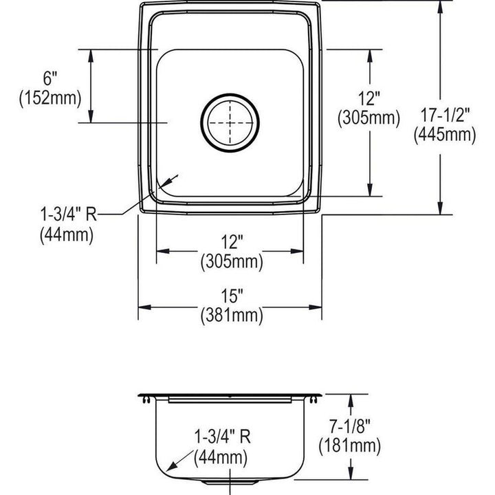Pacemaker Drop-In Stainless Steel 15 in. 3-Hole Single Bowl Bar Sink
