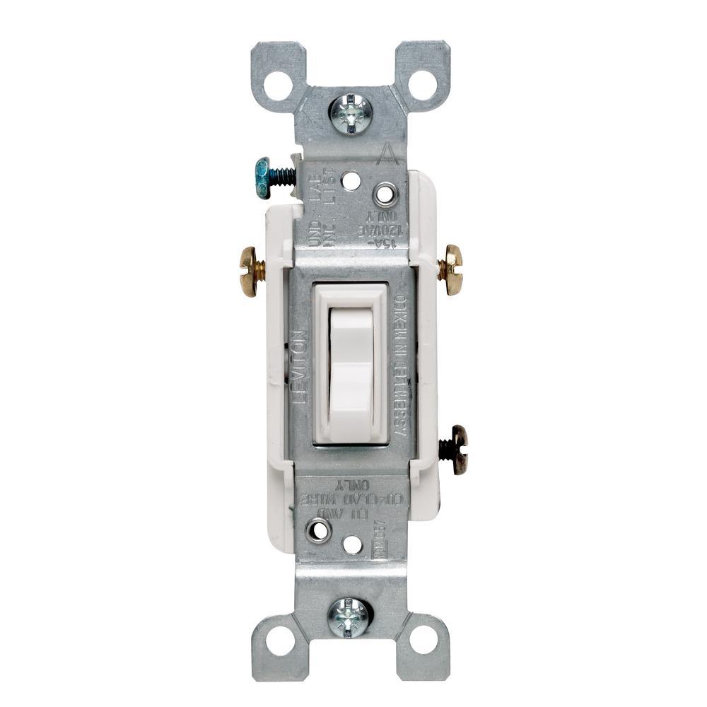 15 Amp 3-Way Toggle Switch, White - Super Arbor