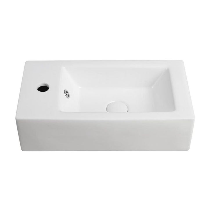 Elanti Wall-Mounted Right-Facing Rectangle Bathroom Sink in White