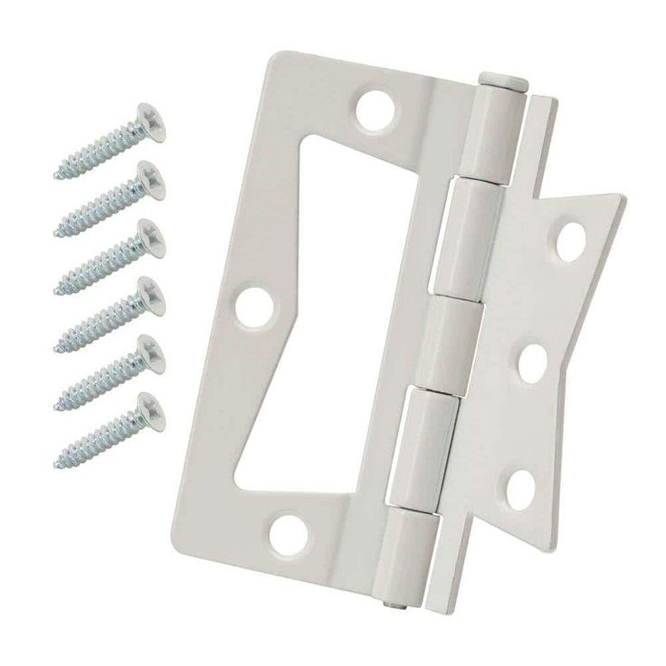 1-1/4 in. x 3 in. White Non-Mortise Hinges (2-Pack)