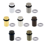 Solid Brass High Clearance "Flat" Top Floor Door Stop in Satin Nickel - Super Arbor