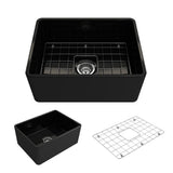 Classico Farmhouse Apron Front Fireclay 30 in. Single Bowl Kitchen Sink with Bottom Grid and Strainer in White - Super Arbor