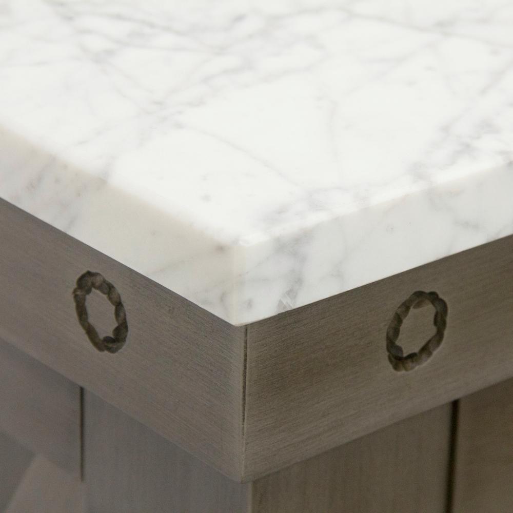 Aberdeen 72 in. W x 34 in. H Vanity in Gray with Marble Vanity Top in Carrara White with White Basins - Super Arbor