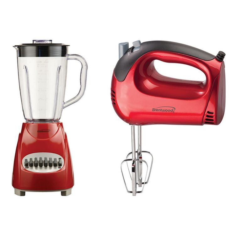 50 oz.12-Speed Red Countertop Blender with Electric Hand Mixer