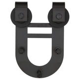 72 in. Black Horseshoe Sliding Barn Door Track and Hardware Kit