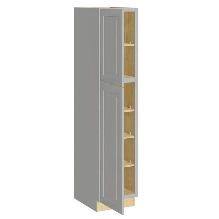 Home Decorators Collection Grayson 18 in. W x 24 in. D x 84 in. H Assembled Plywood Pantry Kitchen Cabinet in Pearl Gray with Soft Close LH