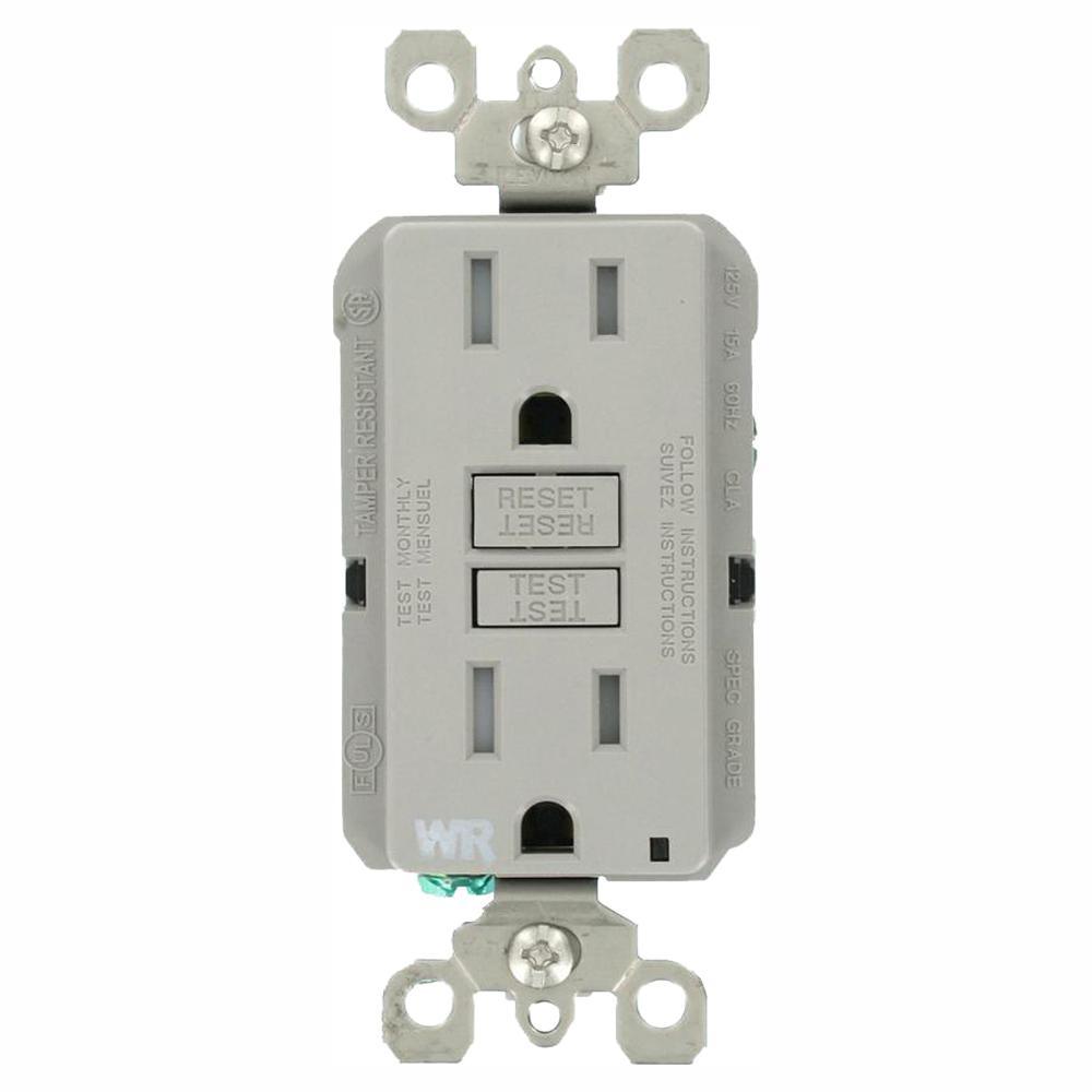 15 Amp 125-Volt Duplex Self-Test Tamper Resistant/Weather Resistant GFCI Outlet, White - Super Arbor