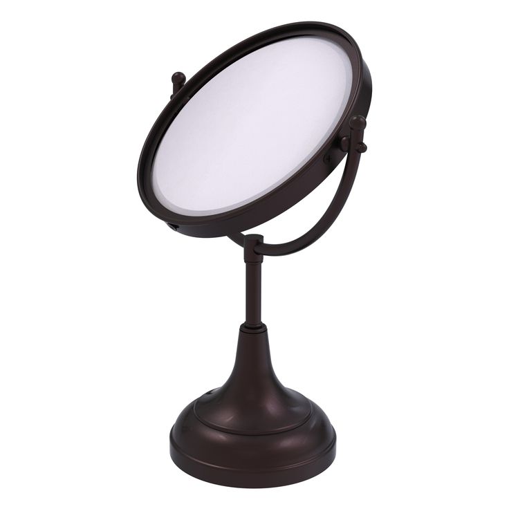 Allied Brass 8-in x 15-in Matte Gray Double-Sided Magnifying Countertop Vanity Mirror